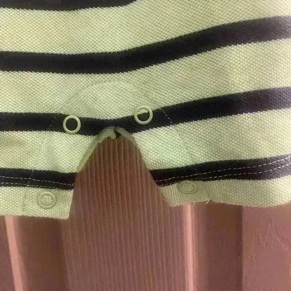 Carters NWT green with blue & white striped romper has snaps and collar 18 mths - Picture 4 of 11